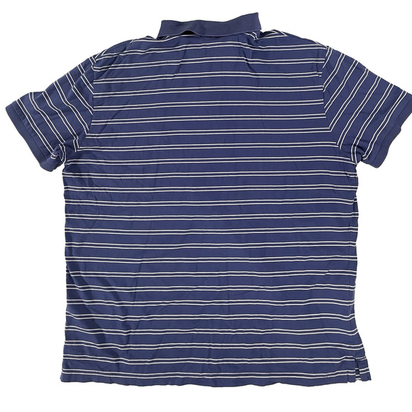 Polo Ralph Lauren Mens XL Short Sleeve Custom Fit Big Pony Striped Shirt Navy - Picture 2 of 9
